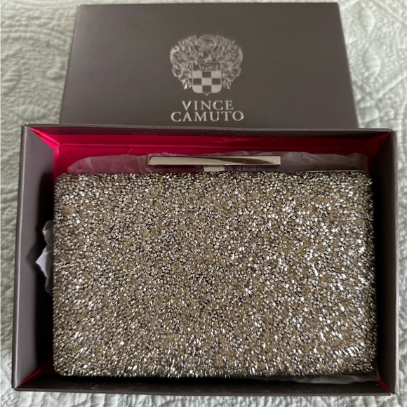 Vince Camuto Shimmering Silver Evening Clutch - Picture 1 of 3